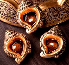 Brass Decorative Conch Shaped Diwali Diya Pack of 3